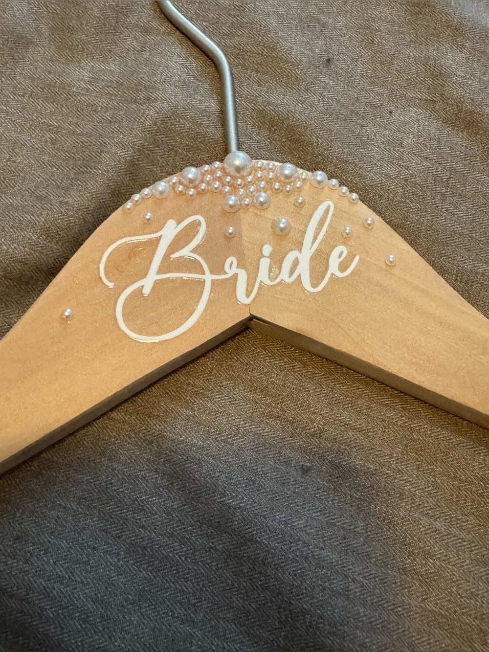 Bride Wooden Hanger with Pearl Accents
